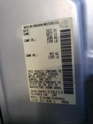 Photo 10 from auction – 2012 NISSAN ALTIMA SR with VIN 1N4BL2AP4CC228213