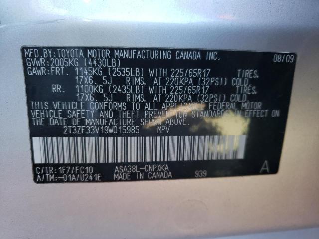 Photo 10 from auction – 2009 TOYOTA RAV4 with VIN 2T3ZF33V19W015985