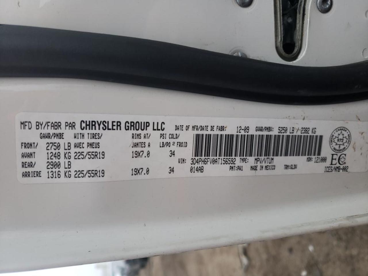Photo 10 from auction – 2010 DODGE JOURNEY R/ with VIN 3D4PH6FV0AT156592