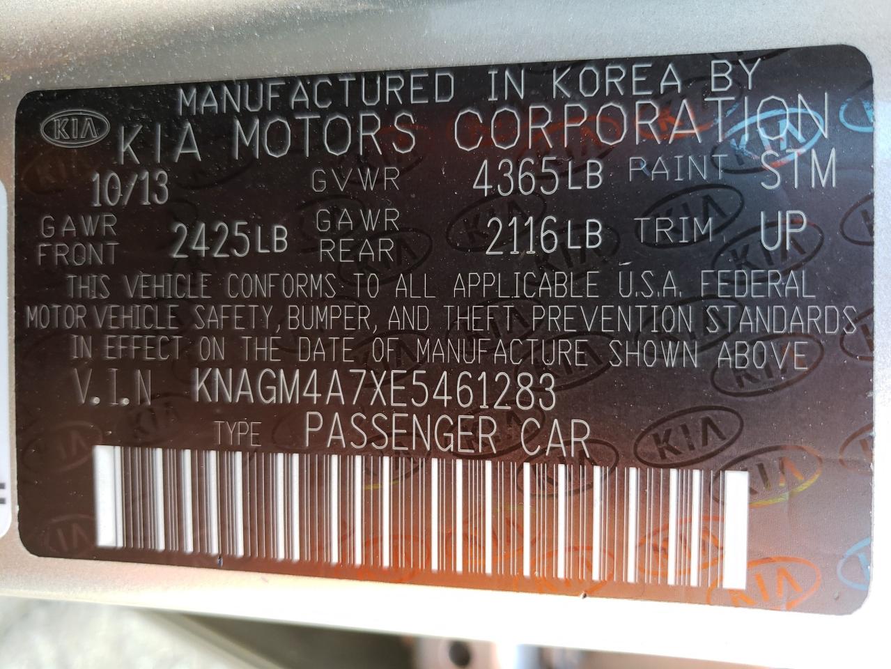 صورة رقم 10 من المزاد - 2014 KIA OPTIMA LX مع VIN KNAGM4A7XE5461283