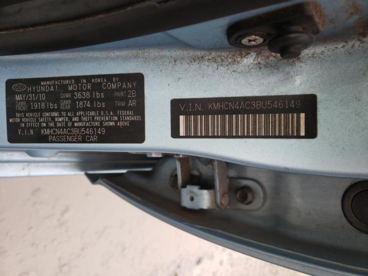 Photo 10 from auction – 2011 HYUNDAI ACCENT GLS with VIN KMHCN4AC3BU546149