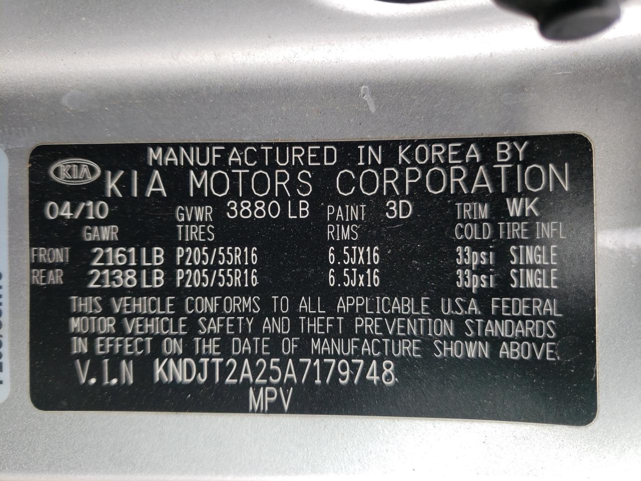 Photo 10 from auction – 2010 KIA SOUL + with VIN KNDJT2A25A7179748