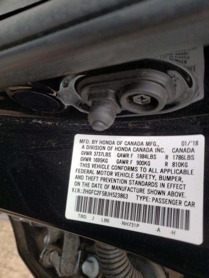 Photo 10 from auction – 2018 HONDA CIVIC LX with VIN 2HGFC2F58JH523863