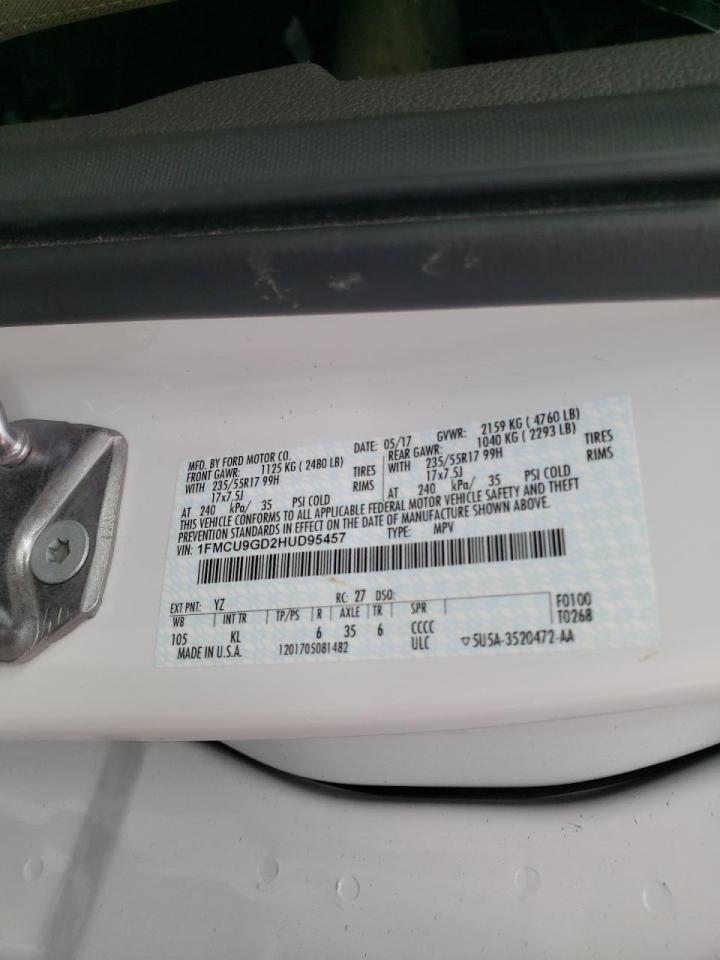 Photo 10 from auction – 2017 FORD ESCAPE SE with VIN 1FMCU9GD2HUD95457
