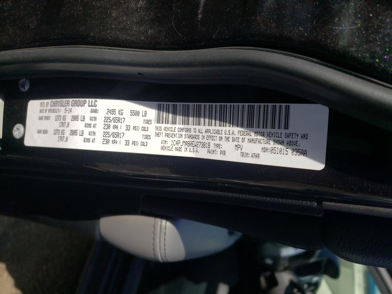 Photo 10 from auction – 2014 JEEP CHEROKEE S with VIN 1C4PJMAB0EW273818