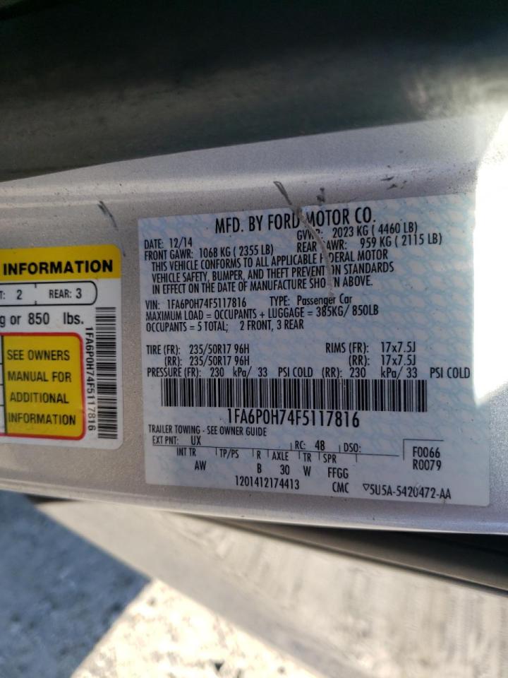 Photo 10 from auction – 2015 FORD FUSION SE with VIN 1FA6P0H74F5117816