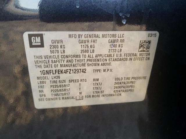 Photo 10 from auction – 2015 CHEVROLET EQUINOX LT with VIN 1GNFLFEK4FZ129742