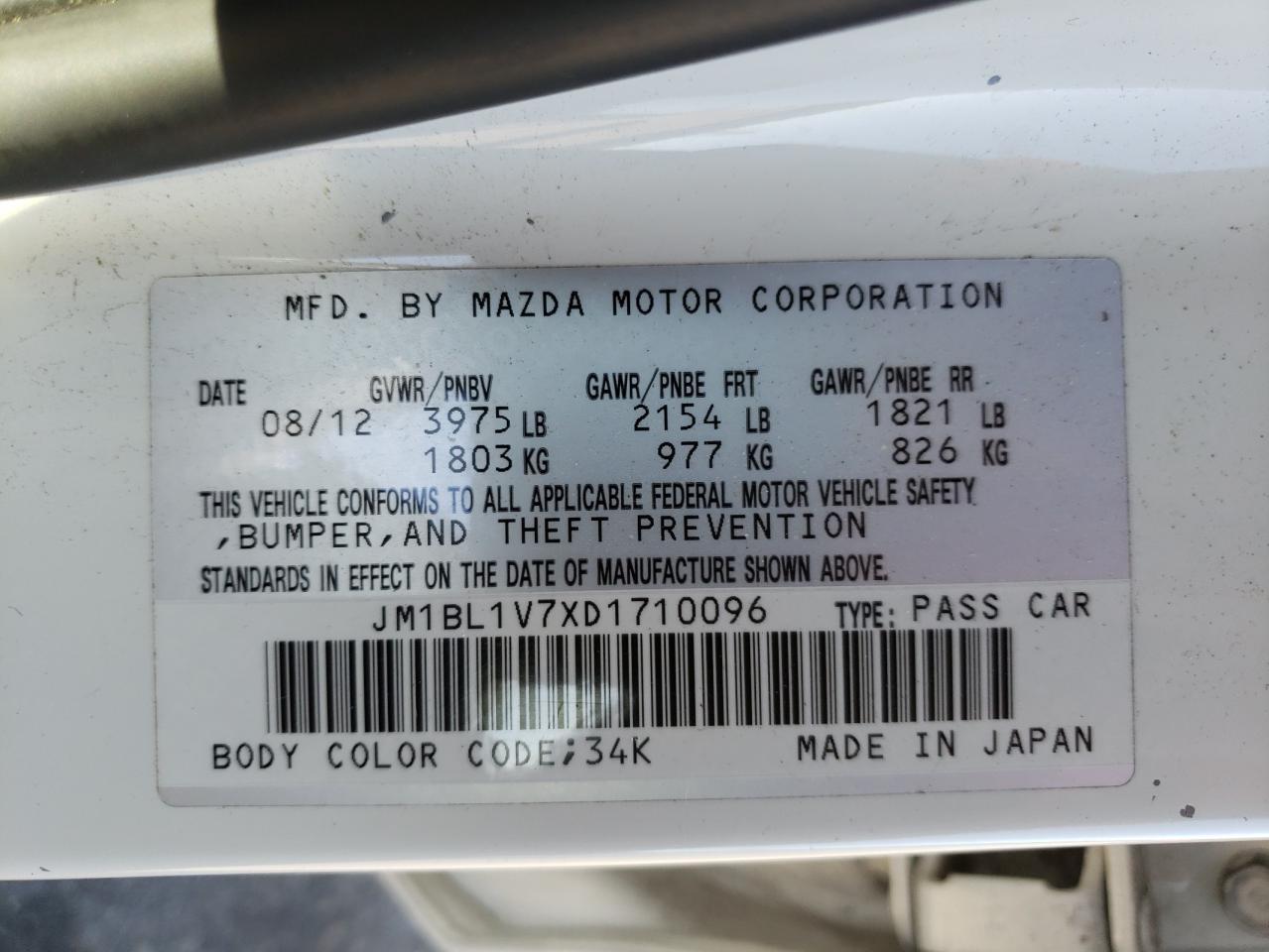 Photo 10 from auction – 2013 MAZDA 3 I with VIN JM1BL1V7XD1710096