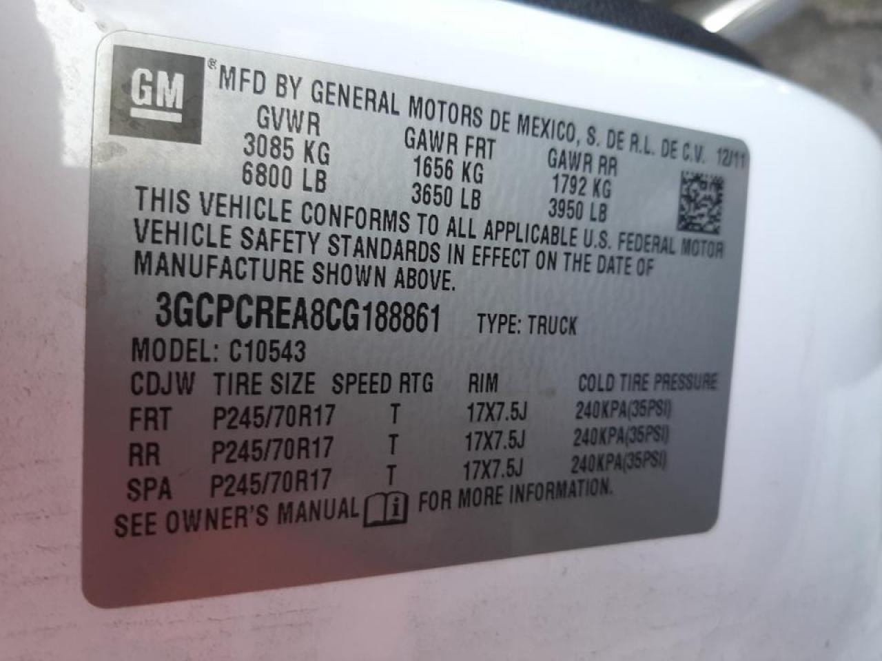 Photo 10 from auction – 2012 CHEVROLET SILVERADO with VIN 3GCPCREA8CG188861