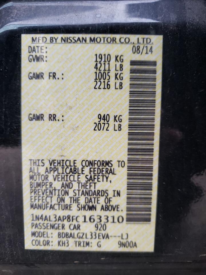 Photo 10 from auction – 2015 NISSAN ALTIMA 2.5 with VIN 1N4AL3AP8FC163310