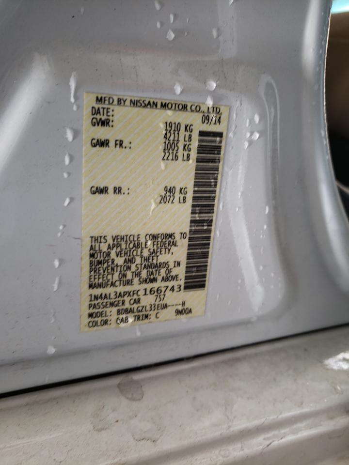 Photo 10 from auction – 2015 NISSAN ALTIMA 2.5 with VIN 1N4AL3APXFC166743