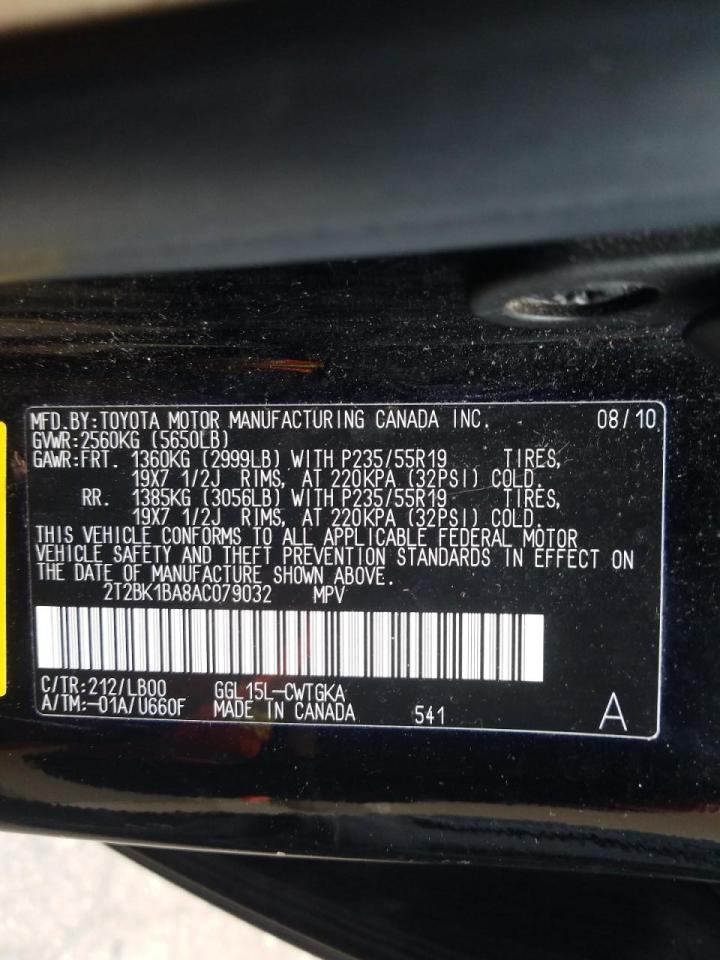 Photo 10 from auction – 2010 LEXUS RX 350 with VIN 2T2BK1BA8AC079032
