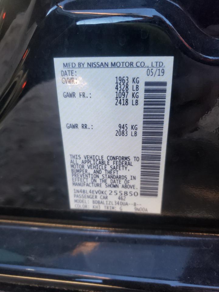 Photo 10 from auction – 2019 NISSAN ALTIMA SL with VIN 1N4BL4EV0KC255850