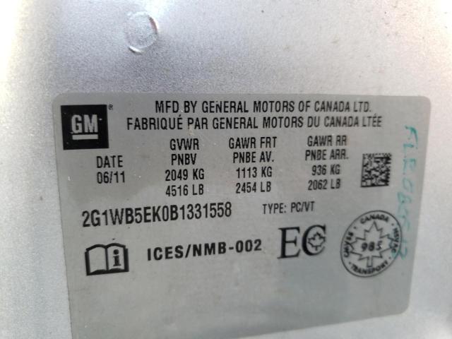Photo 10 from auction – 2011 CHEVROLET IMPALA LT with VIN 2G1WB5EK0B1331558