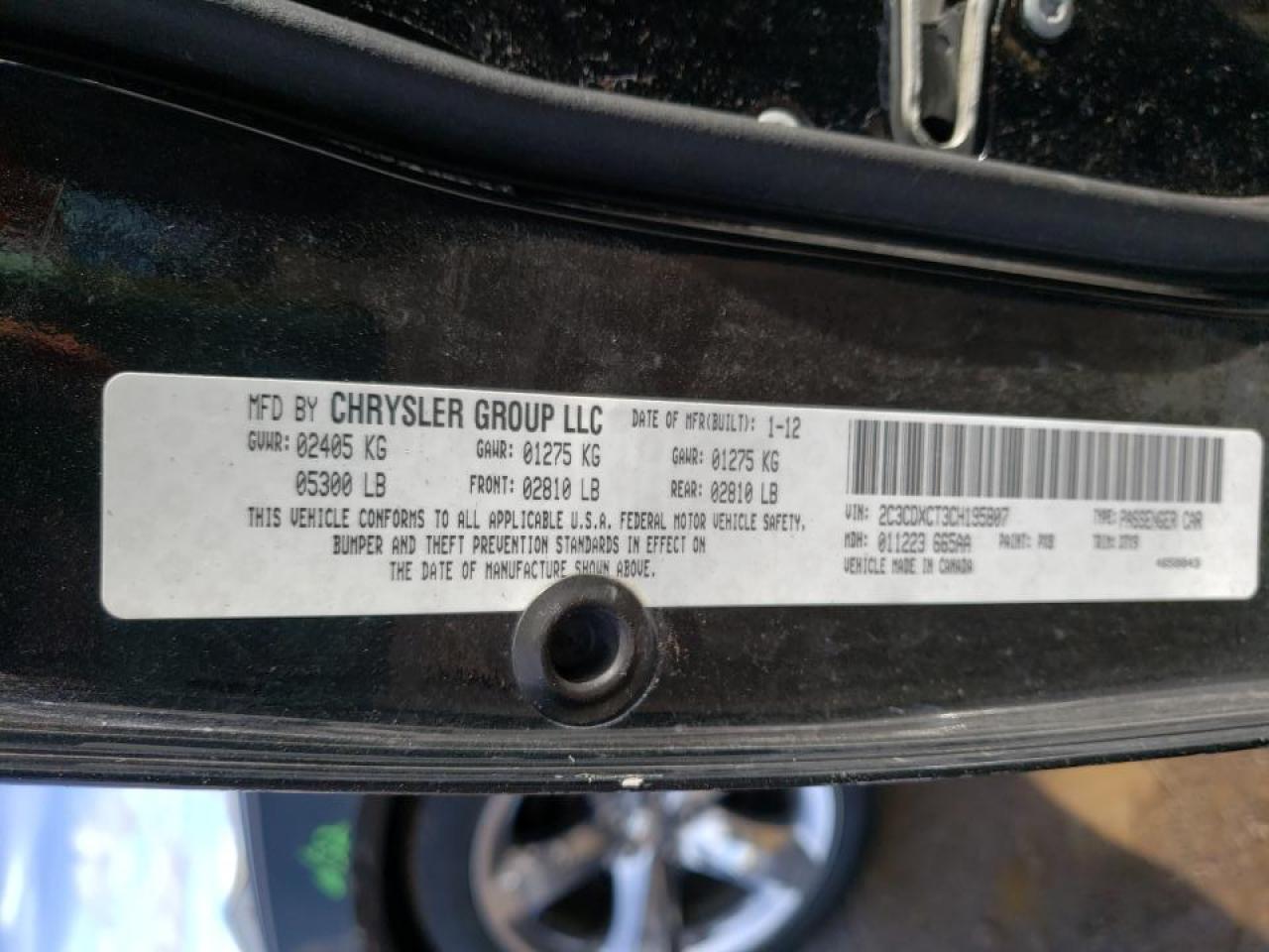 Photo 10 from auction – 2012 DODGE CHARGER R/ with VIN 2C3CDXCT3CH195807