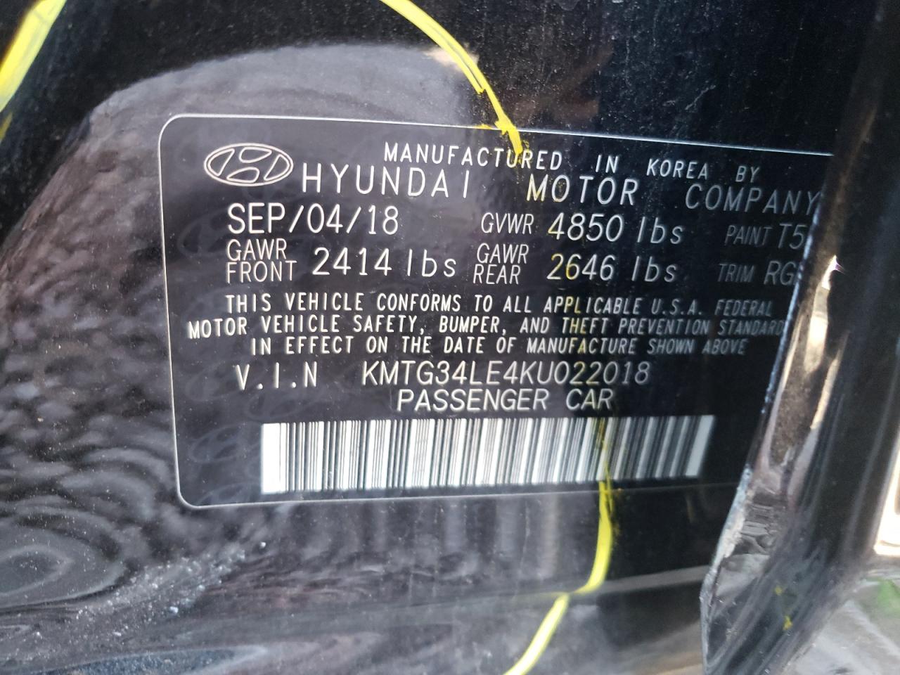 Photo 10 from auction – 2019 GENESIS G70 PRESTI with VIN KMTG34LE4KU022018
