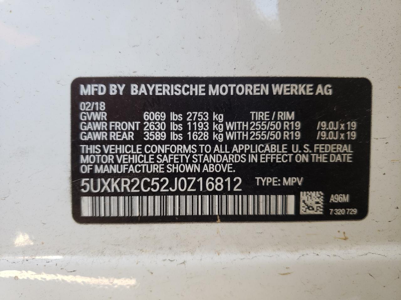 Photo 19 from auction – 2018 BMW X5 SDRIVE3 with VIN 5UXKR2C52J0Z16812