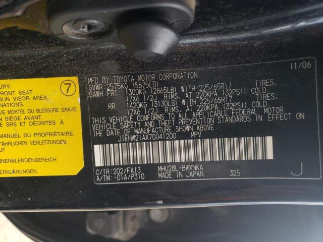 Foto 10 de la subasta – 2007 TOYOTA HIGHLANDER con VIN JTEHW21AX70041200
