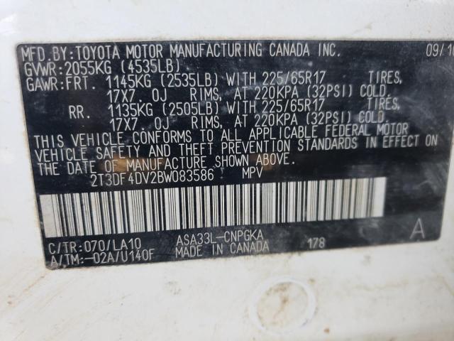 Photo 10 from auction – 2011 TOYOTA RAV4 LIMIT with VIN 2T3DF4DV2BW083586