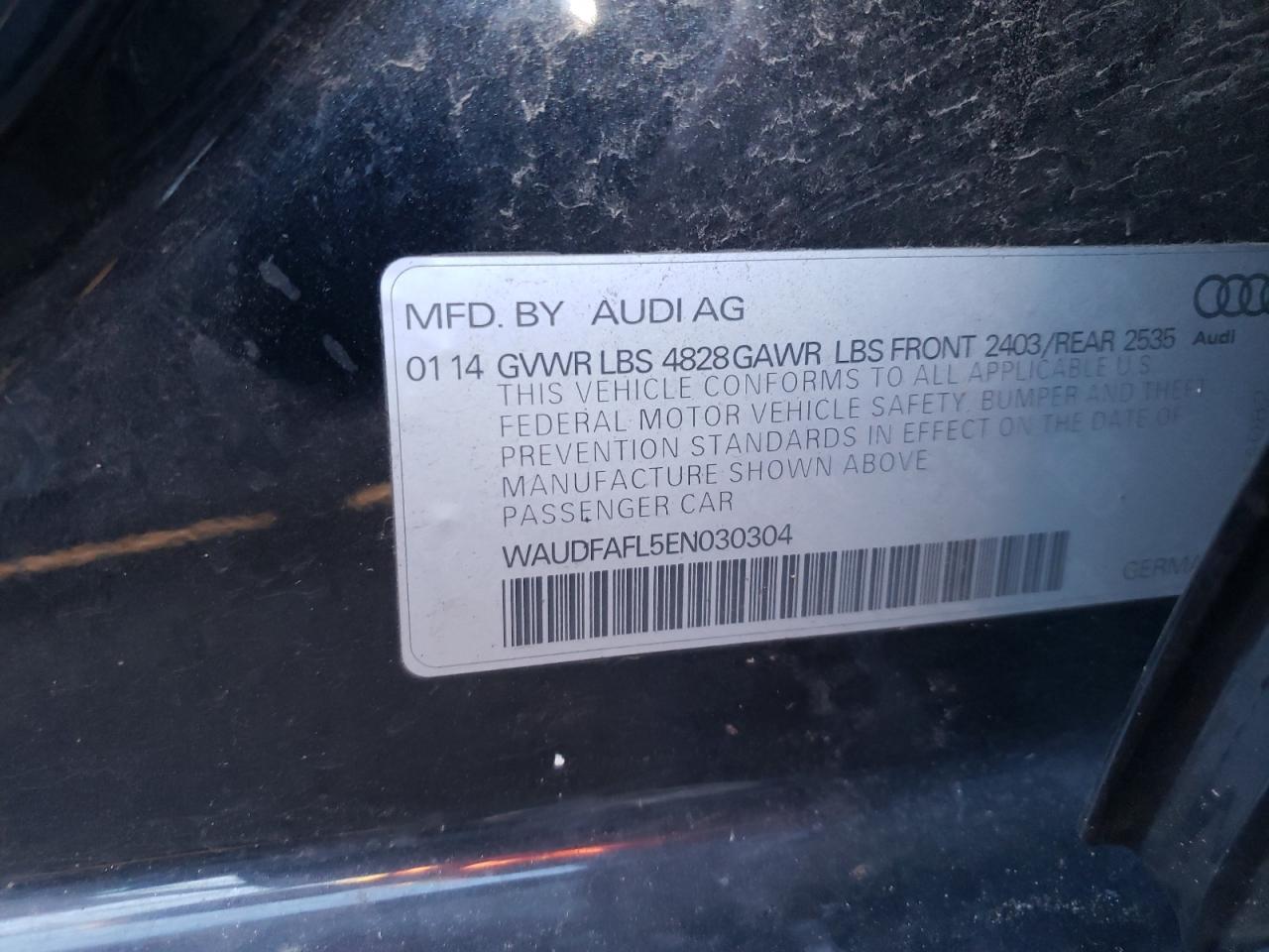 Photo 10 from auction – 2014 AUDI A4 PREMIUM with VIN WAUDFAFL5EN030304