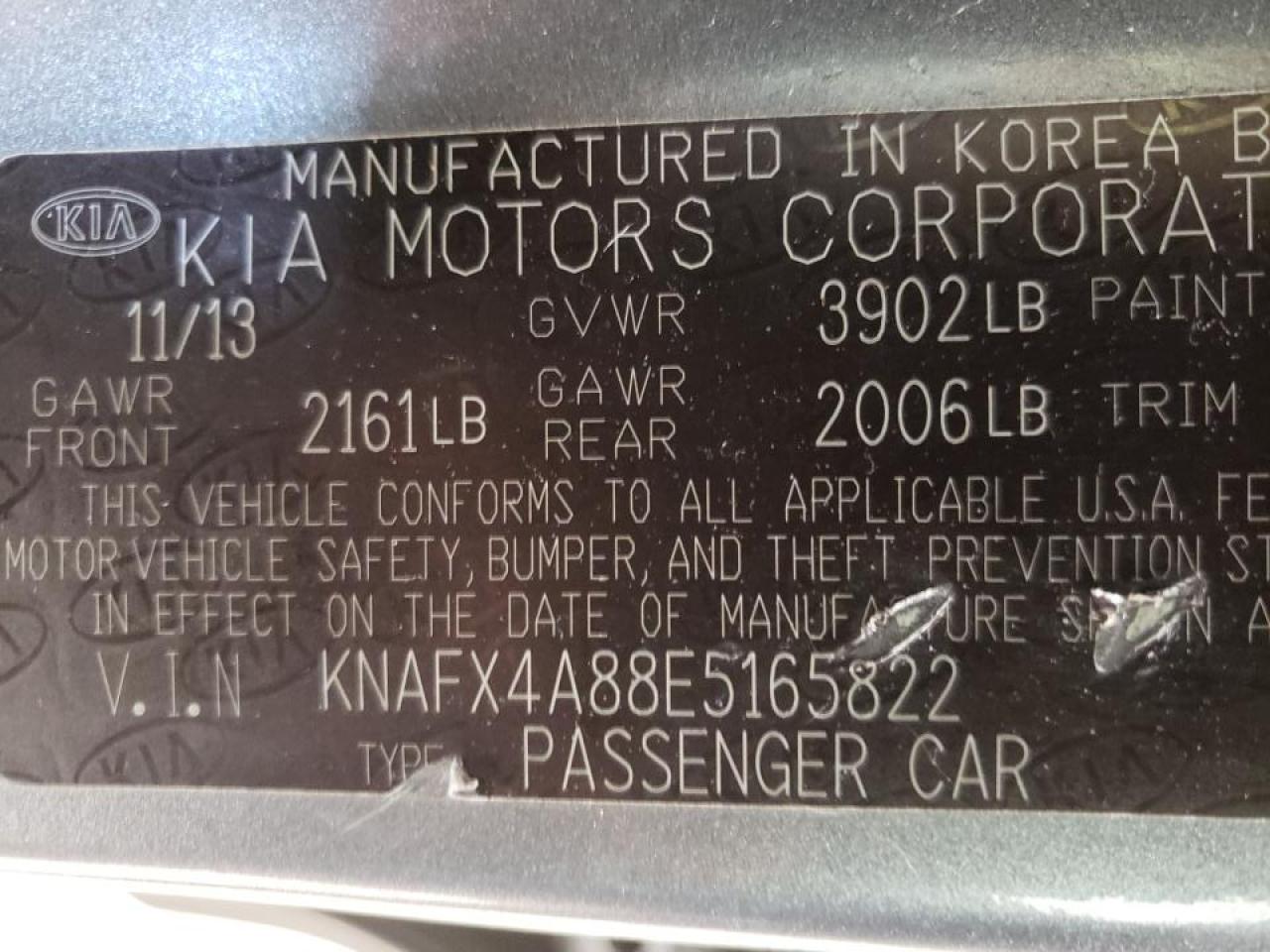 Photo 10 from auction – 2014 KIA FORTE EX with VIN KNAFX4A88E5165822
