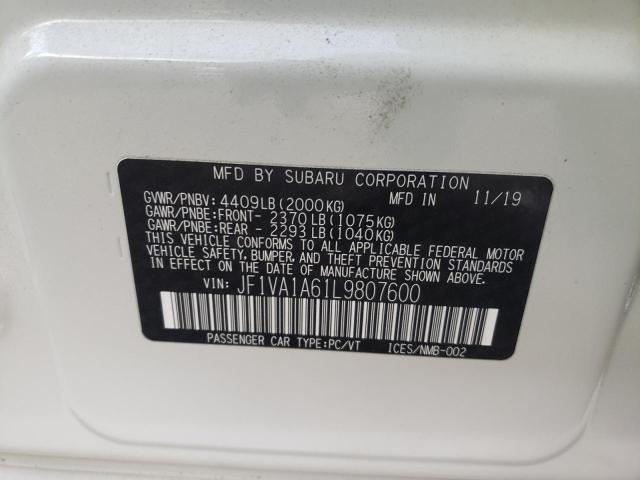 Photo 10 from auction – 2020 SUBARU WRX with VIN JF1VA1A61L9807600