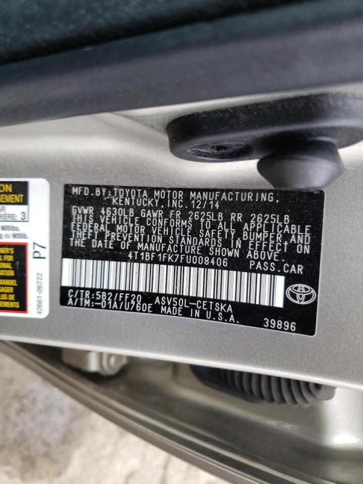 Photo 10 from auction – 2015 TOYOTA CAMRY LE with VIN 4T1BF1FK7FU008406