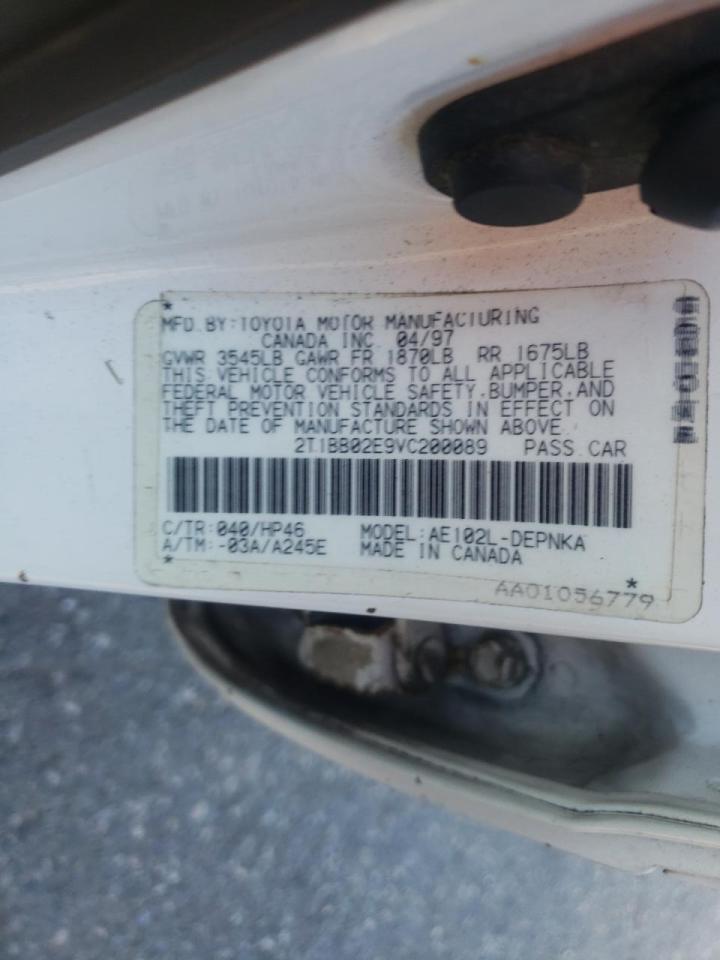 Photo 10 from auction – 1997 TOYOTA COROLLA DX with VIN 2T1BB02E9VC200089