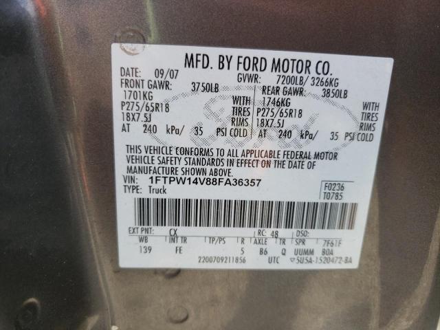 Photo 10 from auction – 2008 FORD F150 SUPER with VIN 1FTPW14V88FA36357