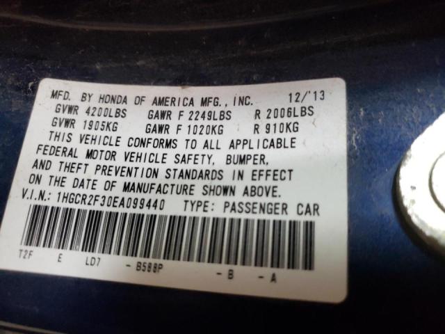 Photo 10 from auction – 2014 HONDA ACCORD LX with VIN 1HGCR2F30EA099440