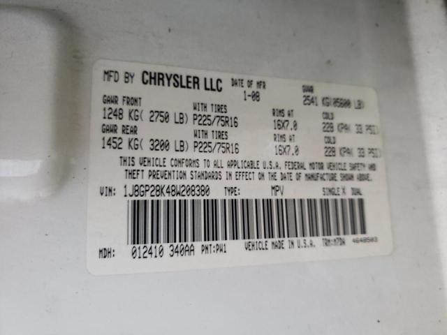 Photo 10 from auction – 2008 JEEP LIBERTY SP with VIN 1J8GP28K48W208380