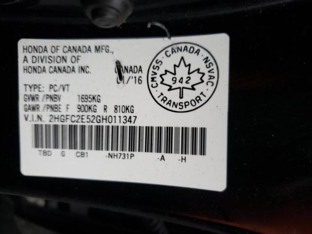 Photo 10 from auction – 2016 HONDA CIVIC with VIN 2HGFC2E52GH011347