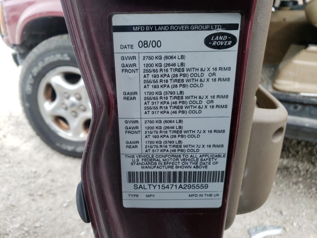 Photo 10 from auction – 2001 LAND ROVER DISCOVERY with VIN SALTY15471A295559