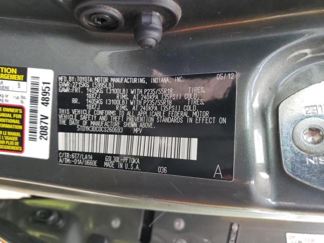 Photo 10 from auction – 2012 TOYOTA SIENNA XLE with VIN 5TDYK3DC0CS260693