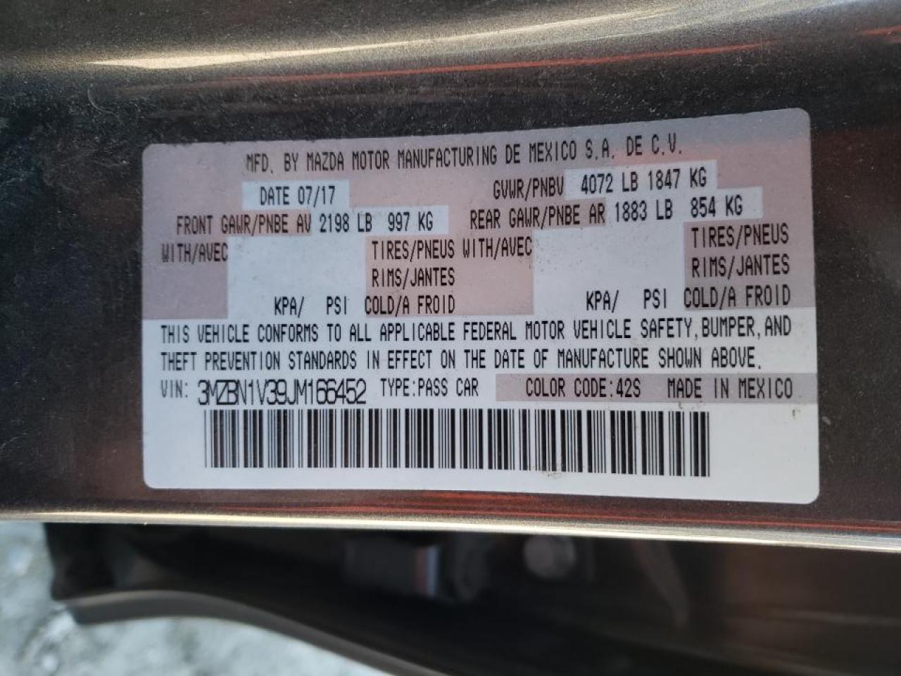 Photo 10 from auction – 2018 MAZDA 3 TOURING with VIN 3MZBN1V39JM166452