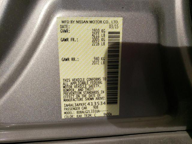 Photo 10 from auction – 2015 NISSAN ALTIMA 2.5 with VIN 1N4AL3APXFC413534