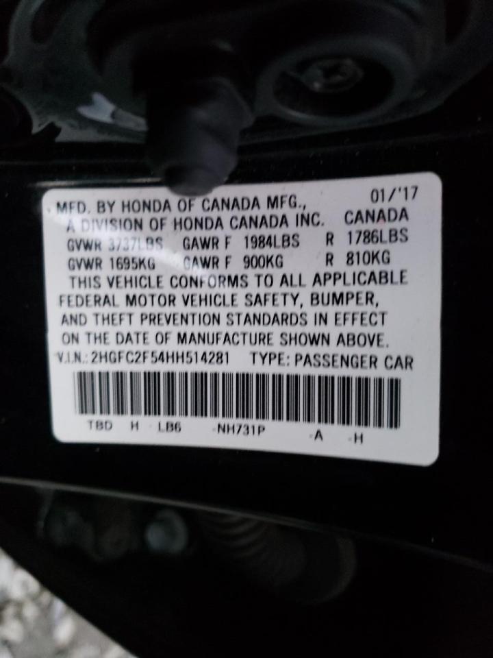 Photo 10 from auction – 2017 HONDA CIVIC LX with VIN 2HGFC2F54HH514281