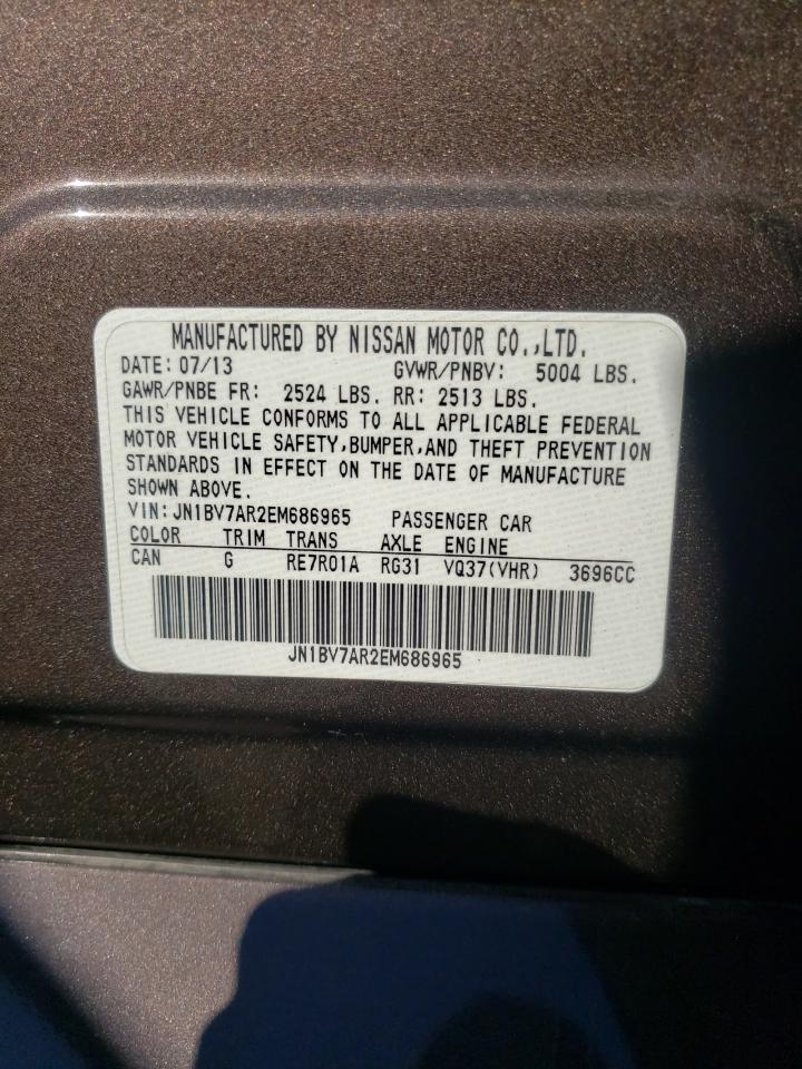 Photo 10 from auction – 2014 INFINITI Q50 BASE with VIN JN1BV7AR2EM686965
