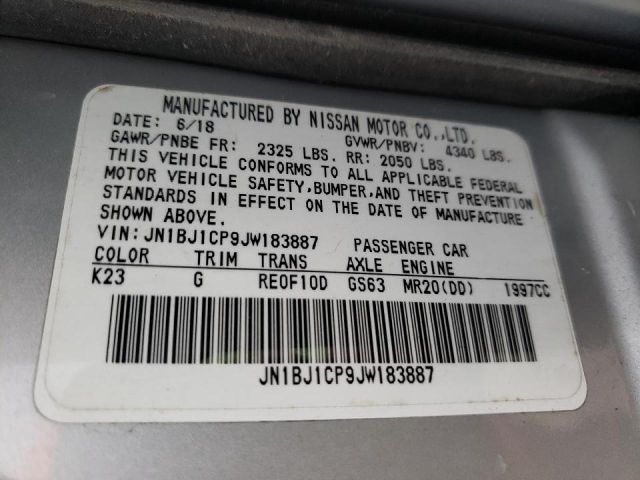 Photo 10 from auction – 2018 NISSAN ROGUE with VIN JN1BJ1CP9JW183887