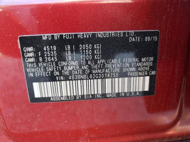 Photo 10 from auction – 2016 SUBARU LEGACY 2.5 with VIN 4S3BNBL62G3014755
