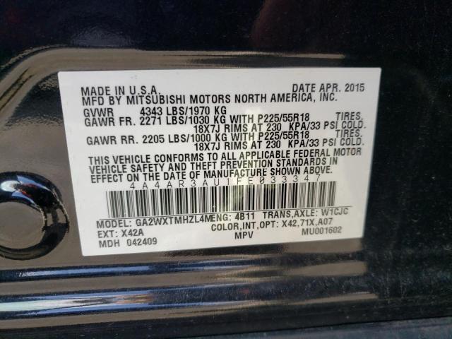 Photo 10 from auction – 2015 MITSUBISHI OUTLANDER with VIN 4A4AR3AU1FE033347