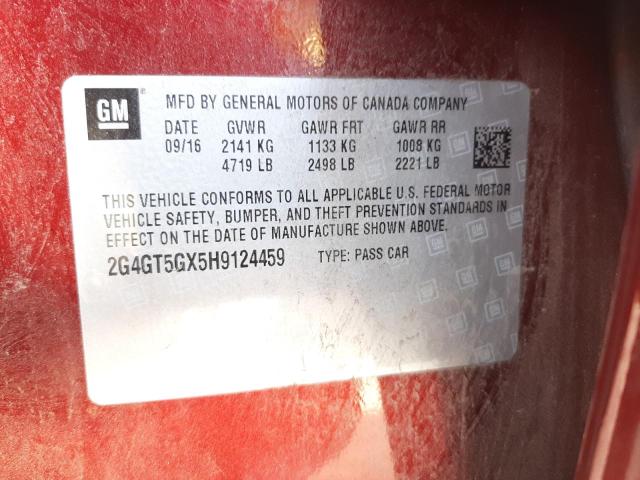 Photo 10 from auction – 2017 BUICK REGAL GS with VIN 2G4GT5GX5H9124459