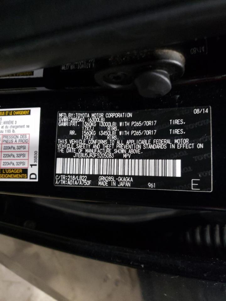 Photo 10 from auction – 2015 TOYOTA 4RUNNER SR with VIN JTEBU5JR3F5205083