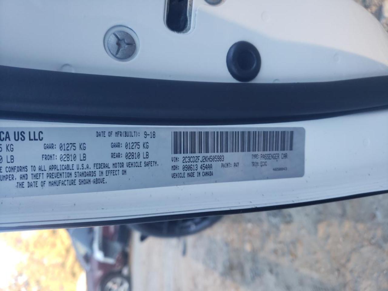 Photo 10 from auction – 2019 DODGE CHALLENGER with VIN 2C3CDZFJ2KH505983