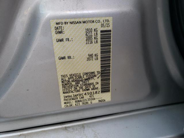 Photo 10 from auction – 2015 NISSAN ALTIMA 2.5 with VIN 1N4AL3AP3FC450182
