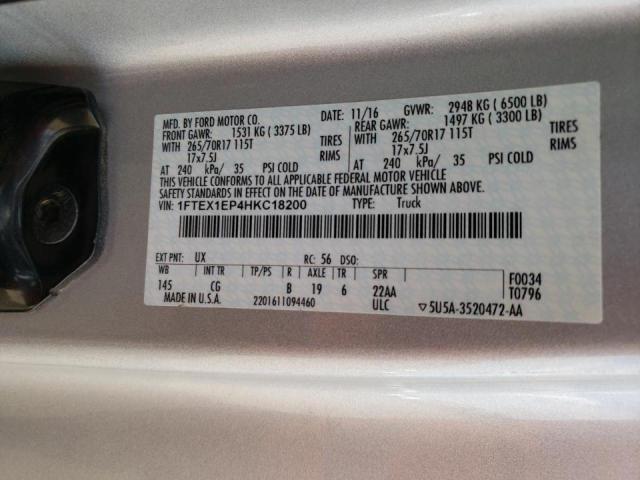 Photo 10 from auction – 2017 FORD F150 SUPER with VIN 1FTEX1EP4HKC18200