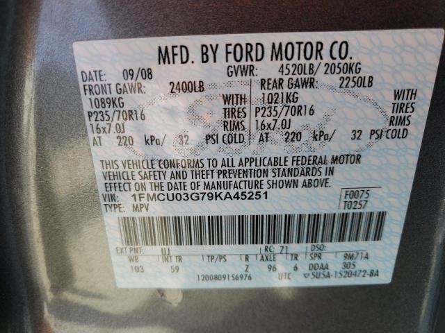 Photo 10 from auction – 2009 FORD ESCAPE XLT with VIN 1FMCU03G79KA45251