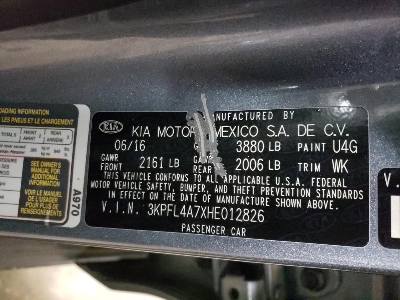 Photo 10 from auction – 2017 KIA FORTE LX with VIN 3KPFL4A7XHE012826