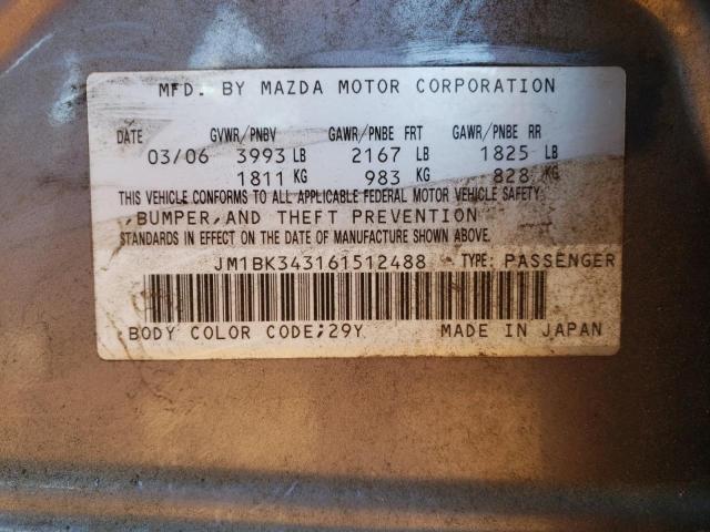 Zdjęcie 10 z aukcji – 2006 MAZDA 3 HATCHBAC z VIN JM1BK343161512488