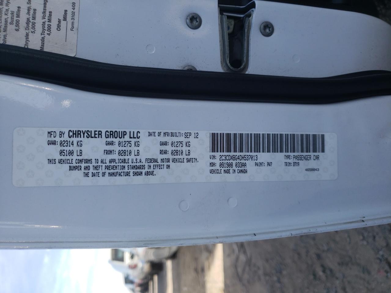 Zdjęcie 10 z aukcji – 2013 DODGE CHARGER SE z VIN 2C3CDXBG4DH537013